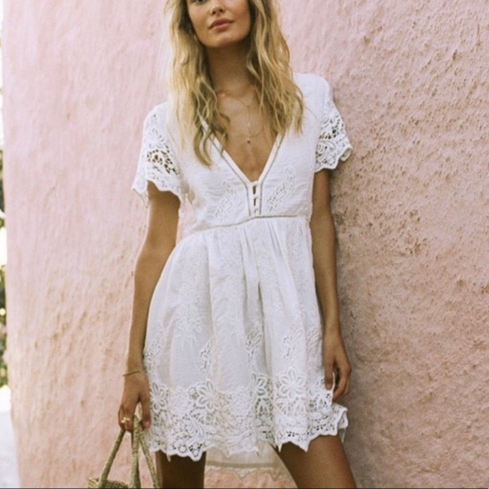 Spell Designs Magnolia Mini Dress Small White